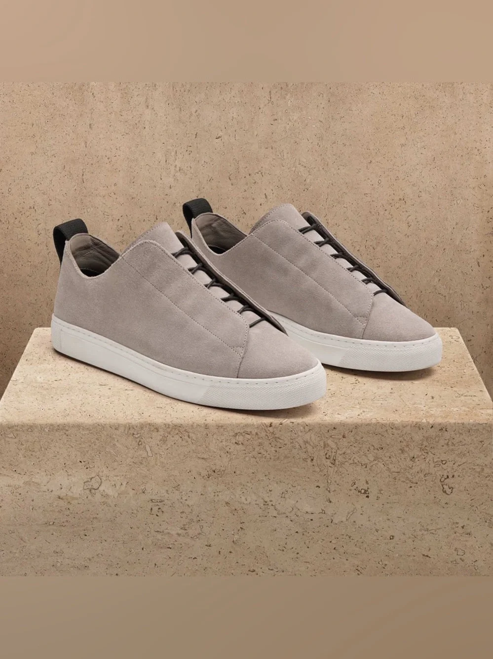 JAMES PERSE Solstice Low Top Sneakers Trainers Zegna Gray White Triple Stitch